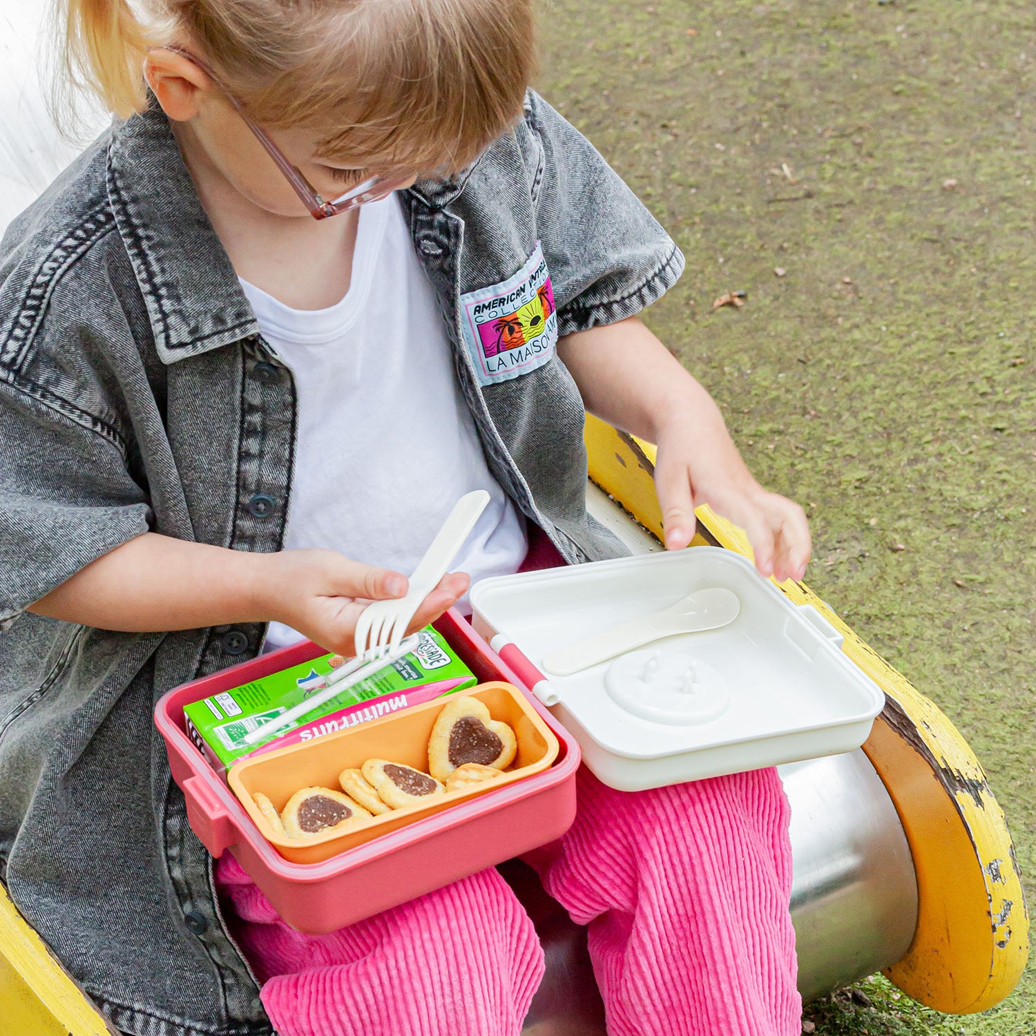 Boîte à sandwich enfant Snacky 850ml rose Birds Monbento - Mathon - 6