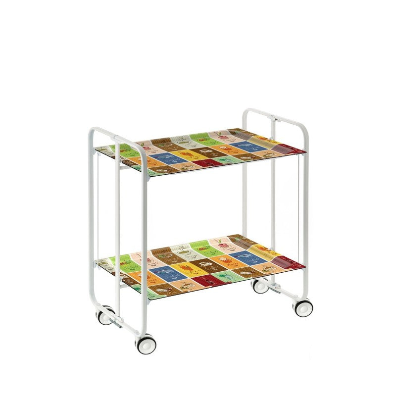 Desserte pliante 2 niveaux avec roulettes – structure blanche, bauhaus Don Hierro - Mathon - 1
