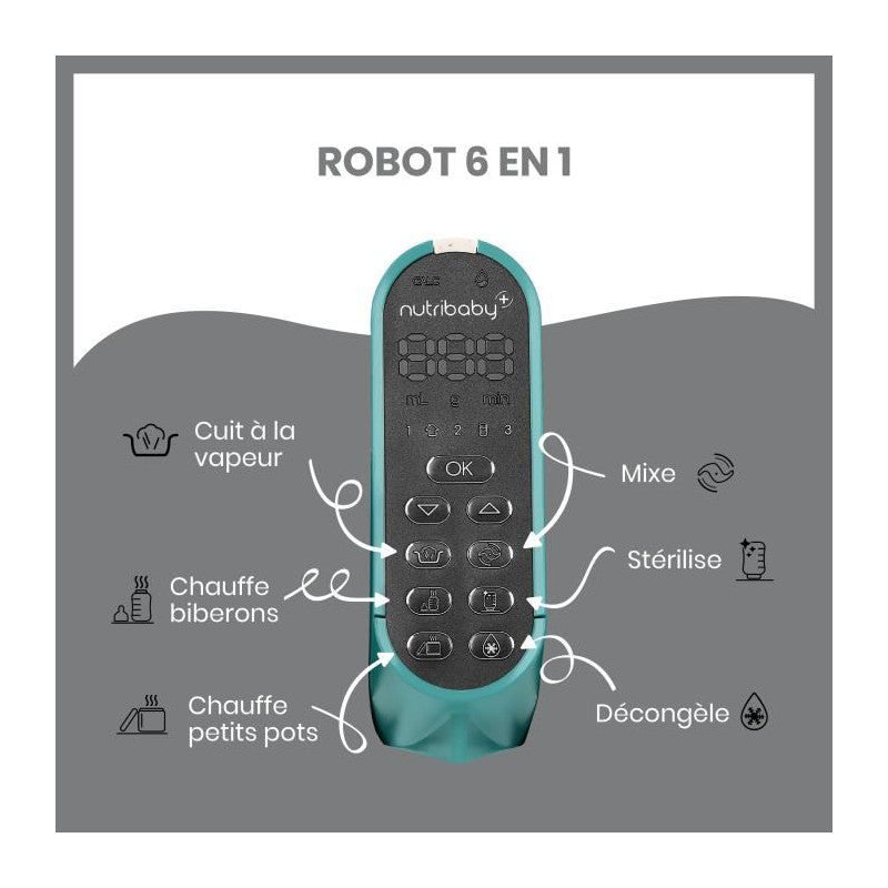 Babymoov Nutribaby+ - Robot Multifonctions 6 En 1 - Cuiseur-vapeur/mixeur, Opal Green Babymoov - Mathon - 4