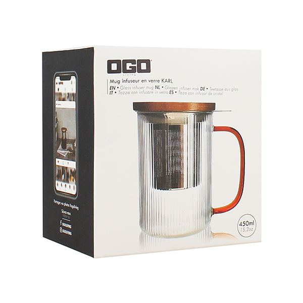 Tisanière mug Karl en verre borosilicate anse ambrée 475 ml Ogo - Mathon - 3