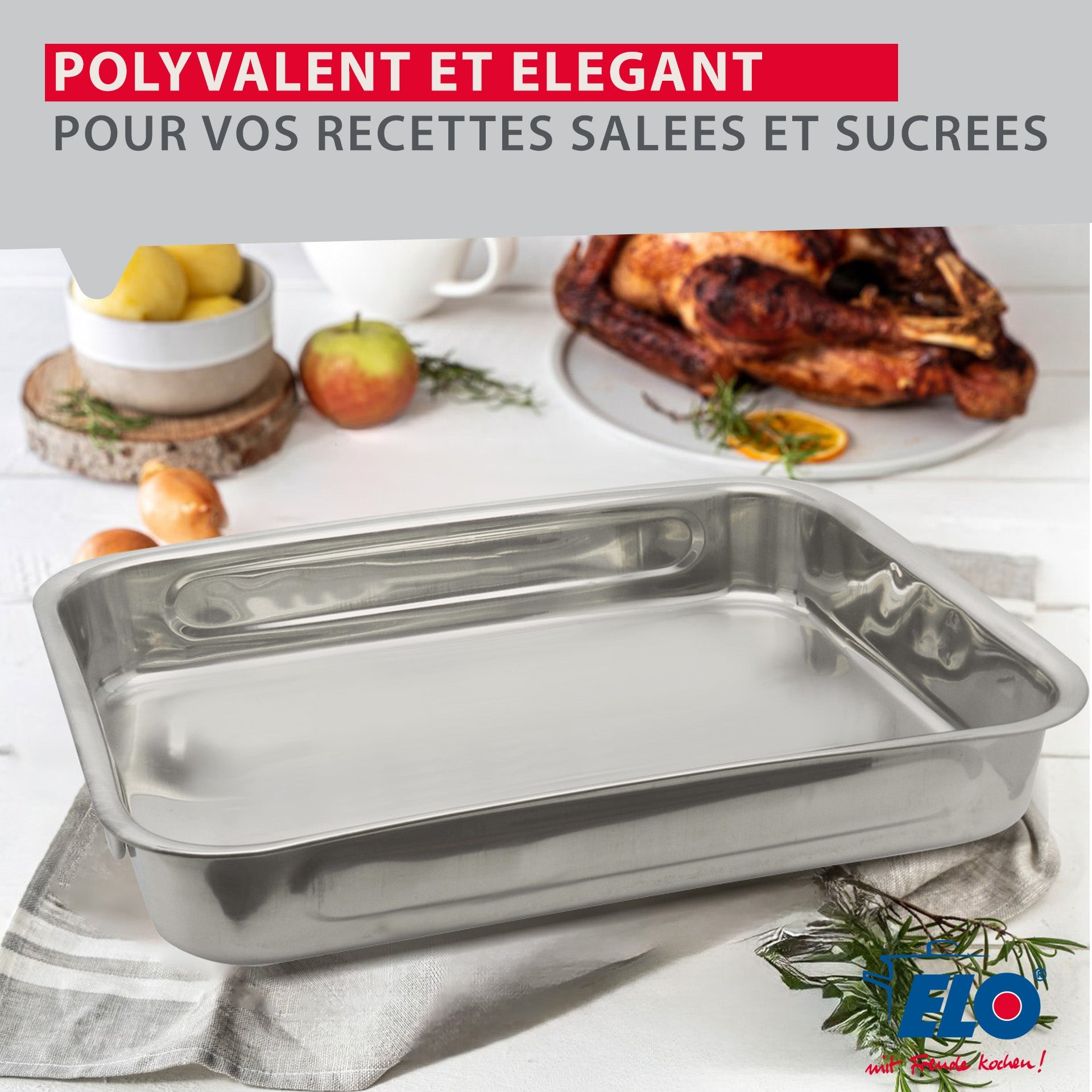 Plat four en inox rectangulaire 32,5 x 24 x 6 cm  Edition Red Elo - Mathon - 2