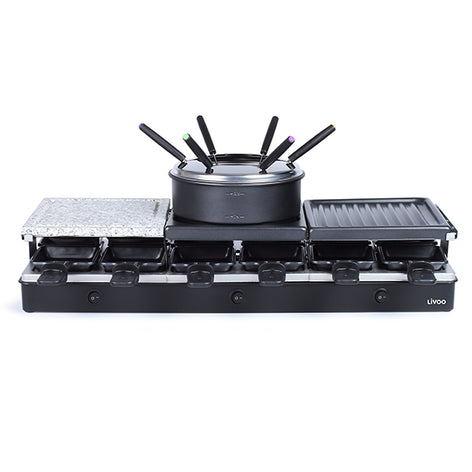 Appareil à raclette fondue 12 personnes 1650 W Livoo - Mathon - 1