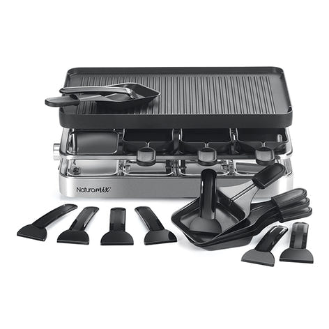 Appareil raclette-gril et crêpes électrique 8 poêlons 1200 W Naturamix - Mathon - 1