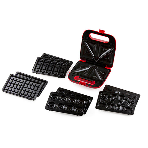 Gaufrier multifonctions 5 plaques 750 W Snack Party rouge Domo - Mathon - 1