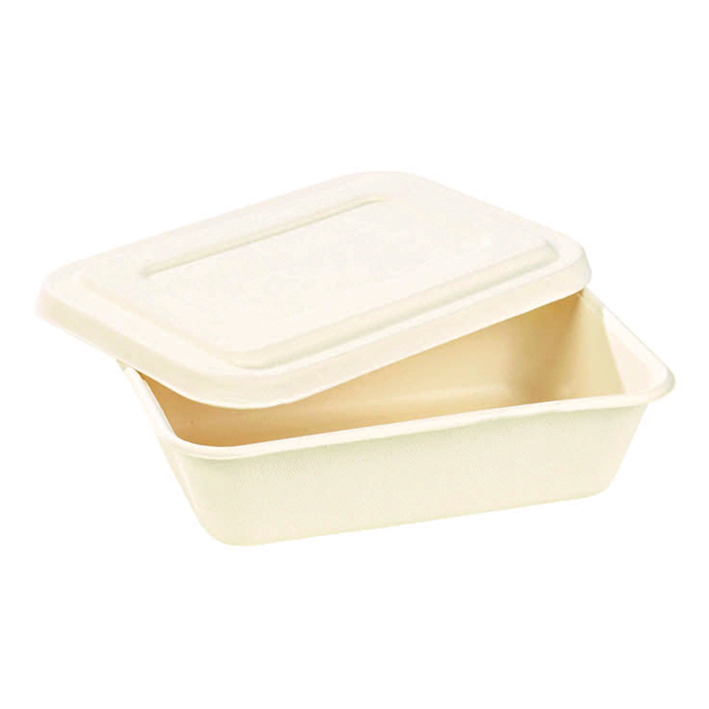 Boîte repas pulpe blanche avec couvercle 850 ml 19,3 x 13,5 x 5 cm - 50 unités FirstPack - Mathon