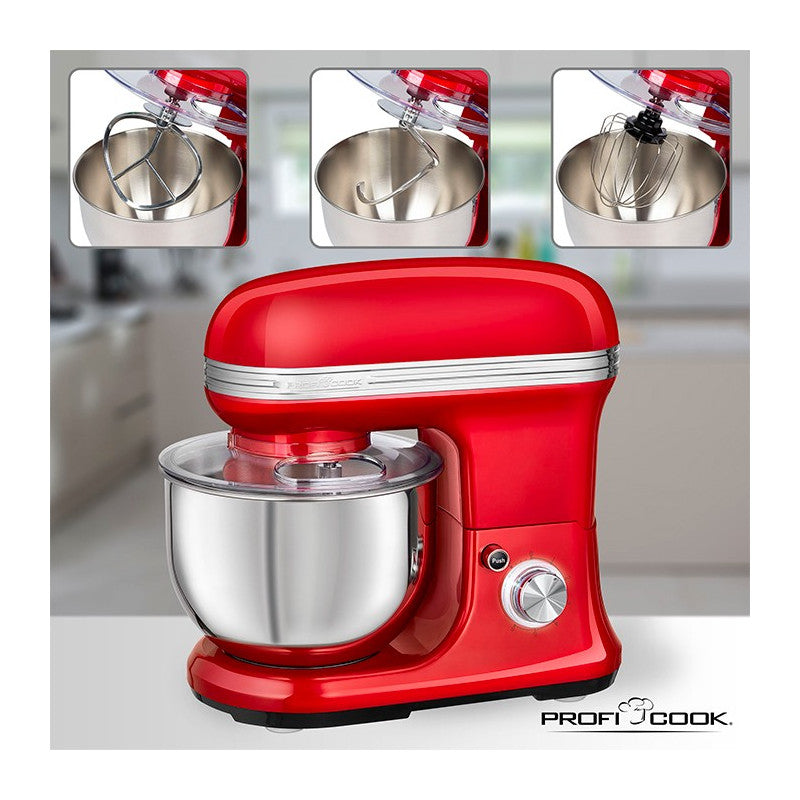 Robot pétrin multifonction 1200W vintage Proficook PC-KM 1197 Rouge Proficook - Mathon - 2