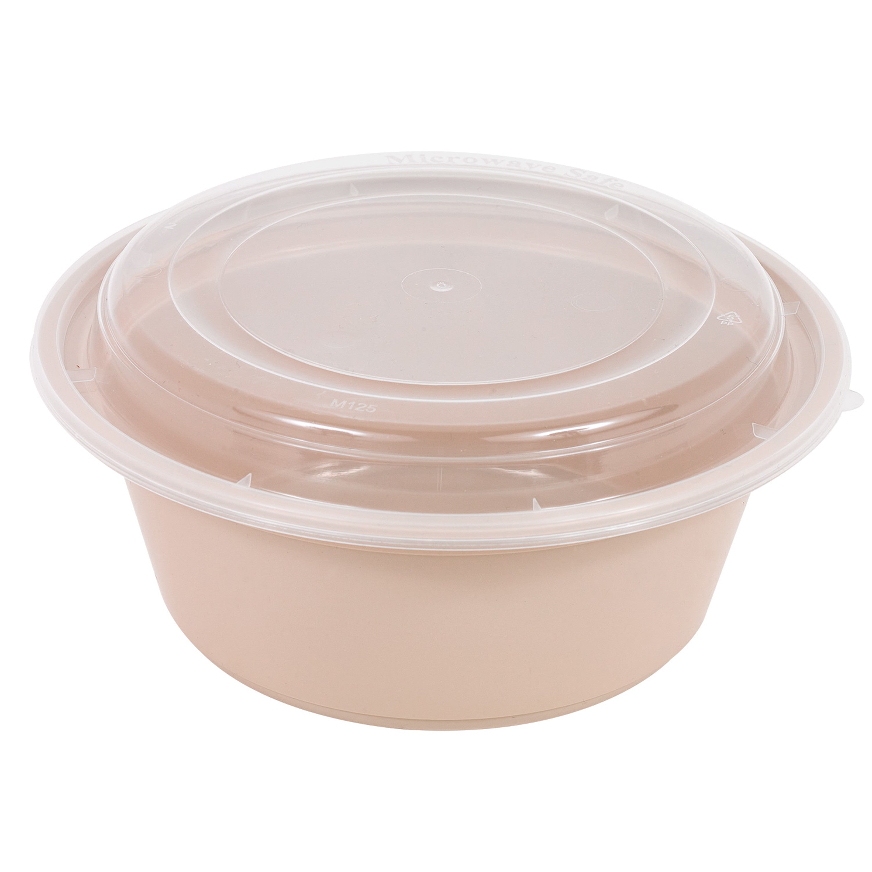 50Pcs - Bol Reemp beige en plastique PP avec couvercle transparent   H82mm 1200ml FirstPack - Mathon