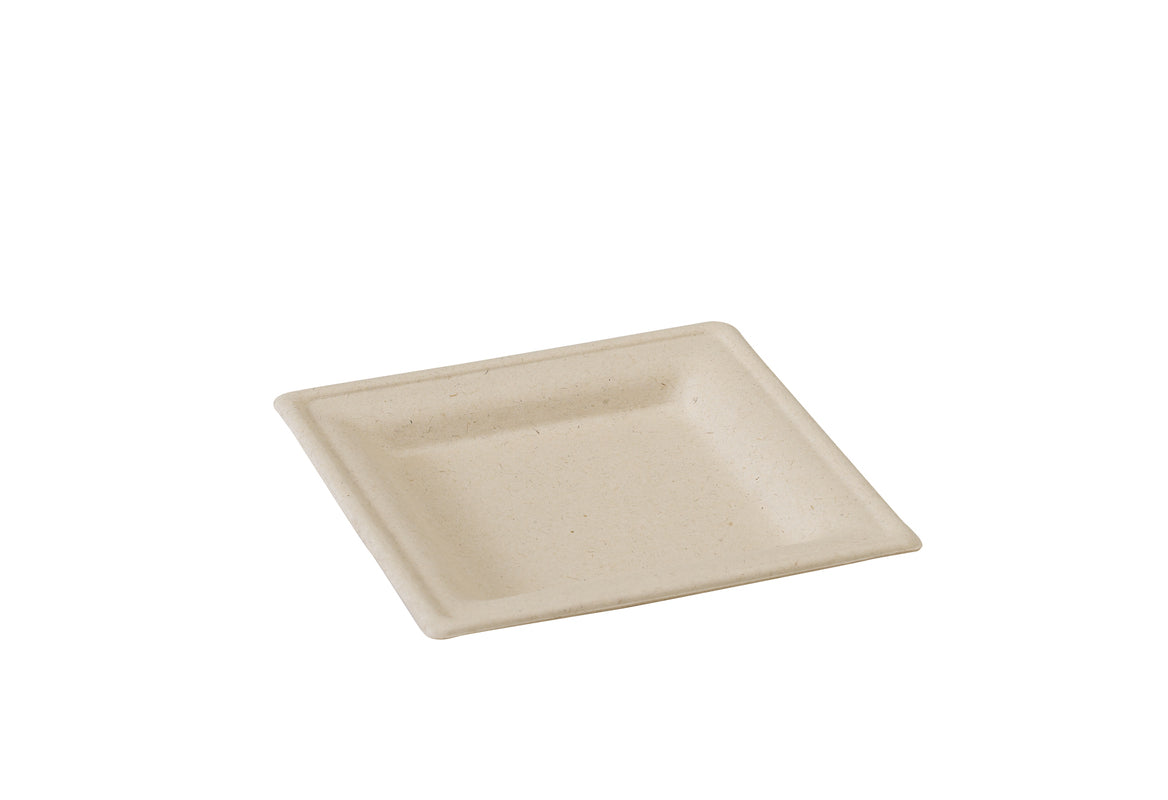 25Pcs - Assiette carrée brune en pulpe 200x200mm FirstPack - Mathon