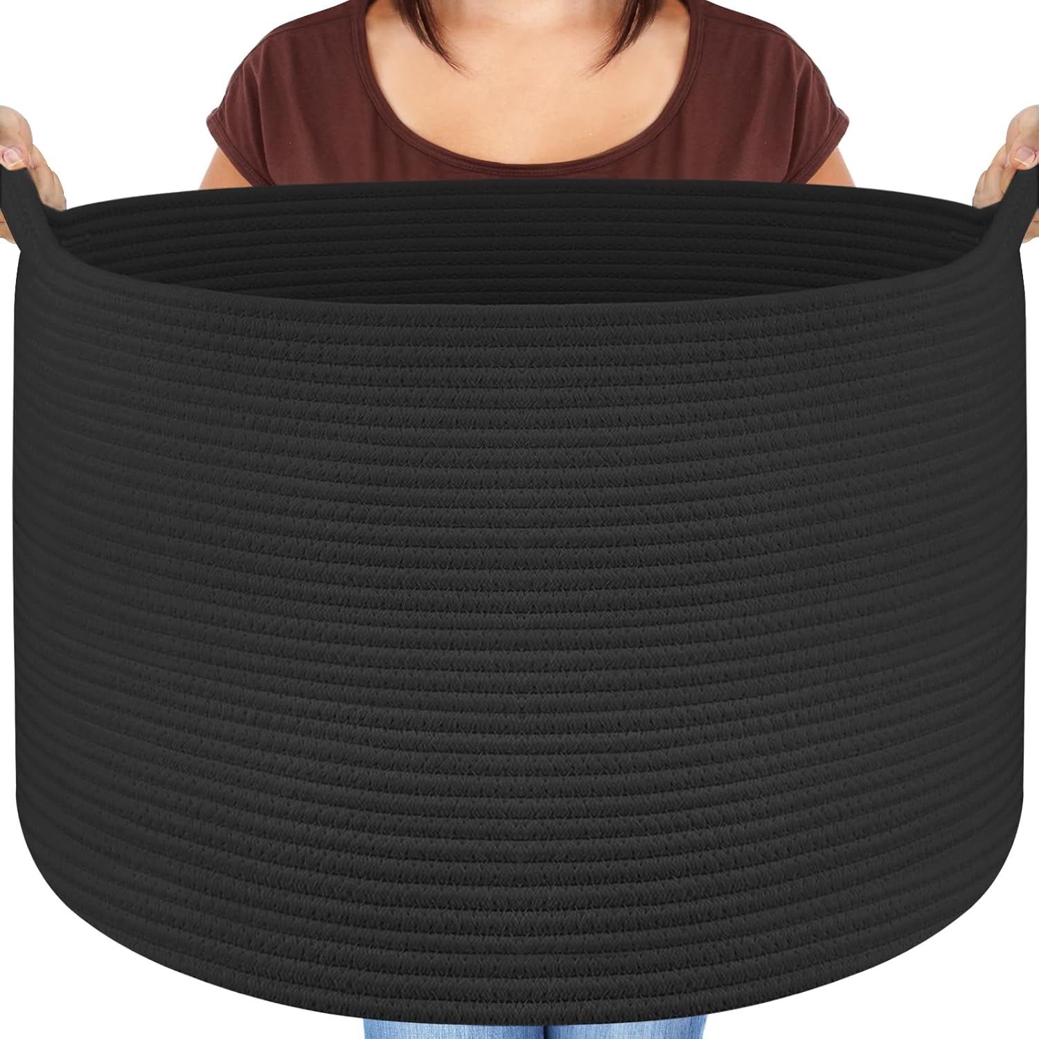 Panier à linge XXXL en coton Noir pliable Vendos85 - Mathon