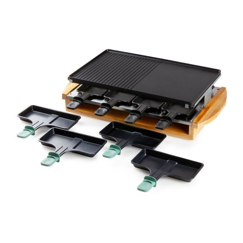 Domo Do9246g - Appareil A Raclette-grill Bamboo - 1200w - 3 Niveaux - 8 Personnes - Resistance Acier Inoxydable Domo - Mathon - 1