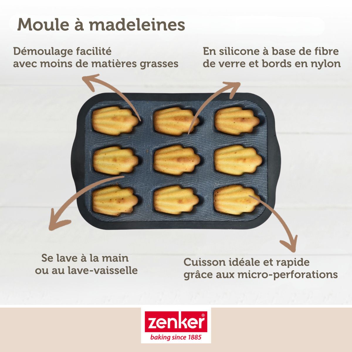 Moule 9 madeleines 28 x 18 cm Zenker Silicone fibre de verre Zenker - Mathon - 6