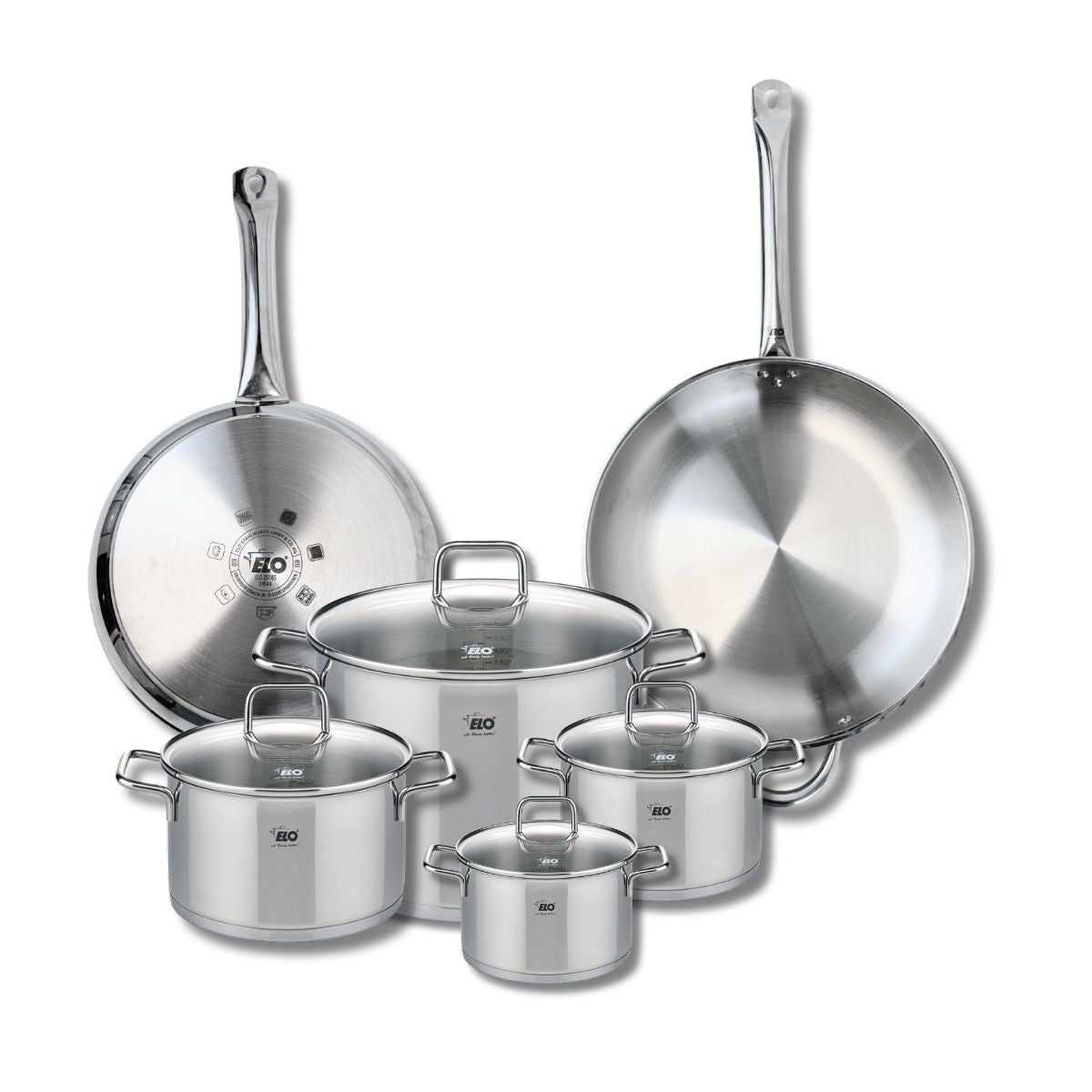 Ensemble de 2 Poêles de cuisson 28 et 32 cm et 4 faitouts 14, 16, 20 et 26 cm  Profi Citrin Elo - Mathon - 1