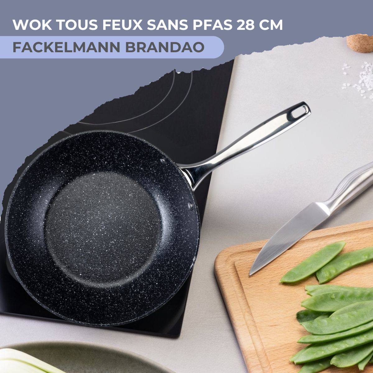 Wok 28 cm fonte aluminium revêtement antiadhésif céramique sans PFAS Fackelmann - Mathon - 2