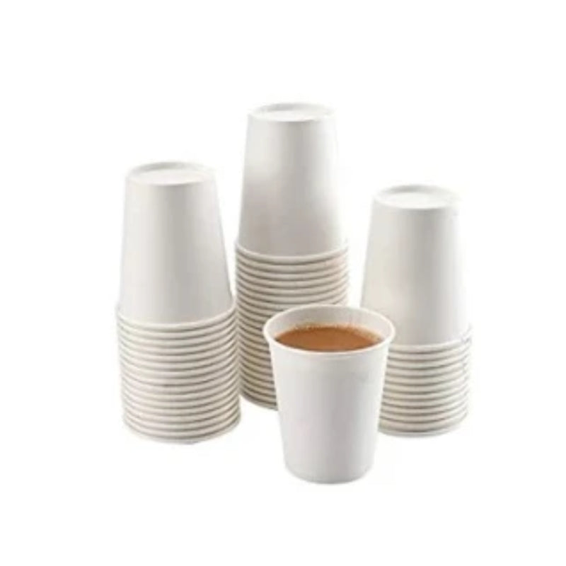 50Pcs - Gobelet blanc imprimé kraft   H89mm 230ml FirstPack - Mathon