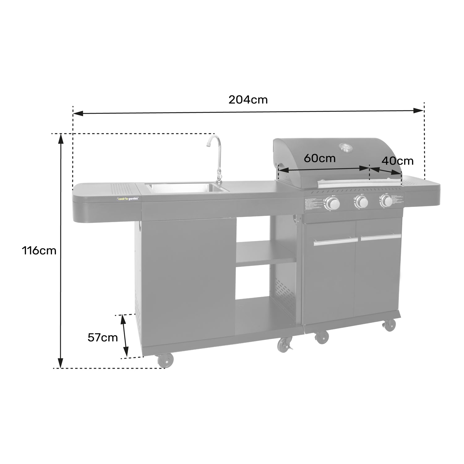 Cuisine extérieure modulable FYRA - 3 brûleurs Cook