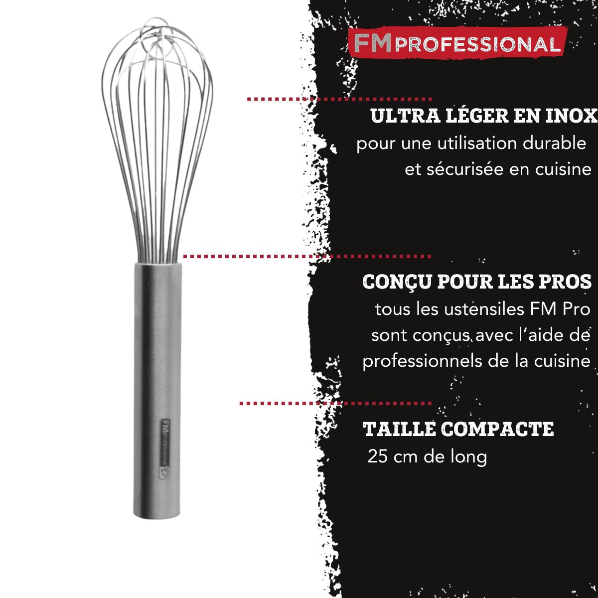 Fouet de cuisine et pâtisserie en inox 25 cm FM Professional - Mathon - 2
