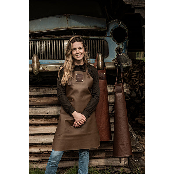 Tablier de cuisine artisanal cuir Buffalo Marron Witloft - Mathon - 2