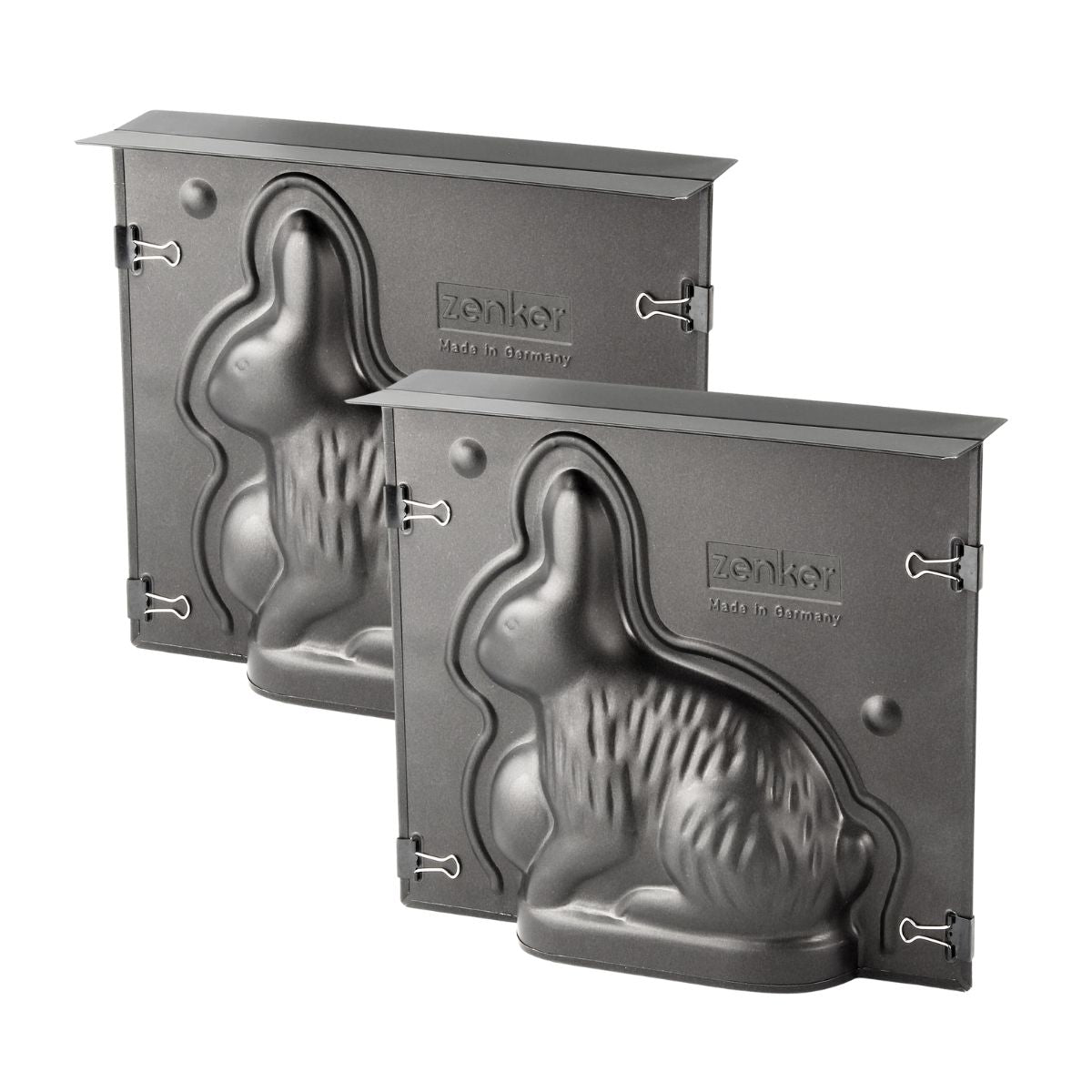 Lot de 2 moules à gâteaux 3D en forme de lapin de Pâques 600 ml Zenker Pâques Zenker - Mathon - 1