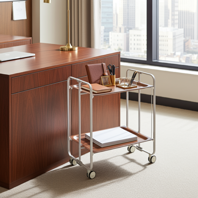 Desserte pliante 2 niveaux avec roulettes – structure gris aluminium, bauhaus Don Hierro - Mathon - 5