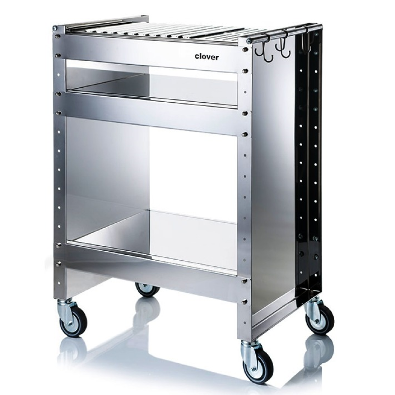 Barbecue à charbon de bois avec roues, structure et grille en acier inoxydable, 59 x 40,50 x 82 cm. clover Don Hierro - Mathon - 1