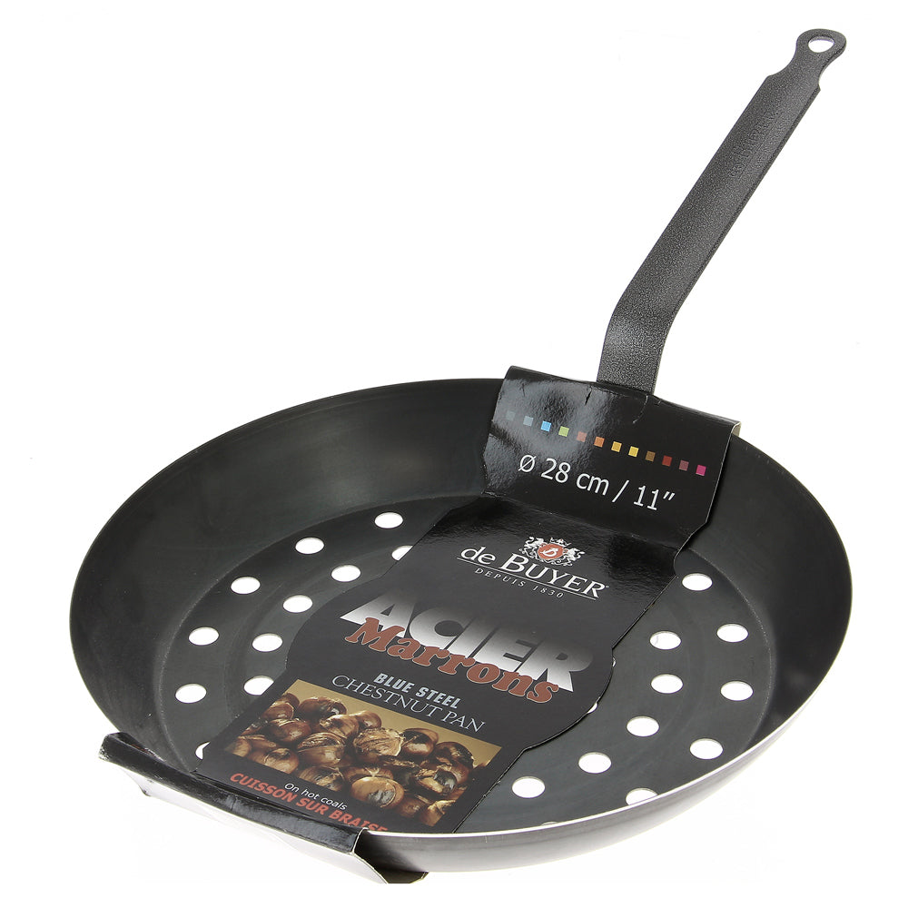 Poêle à marrons 28 cm en tôle d