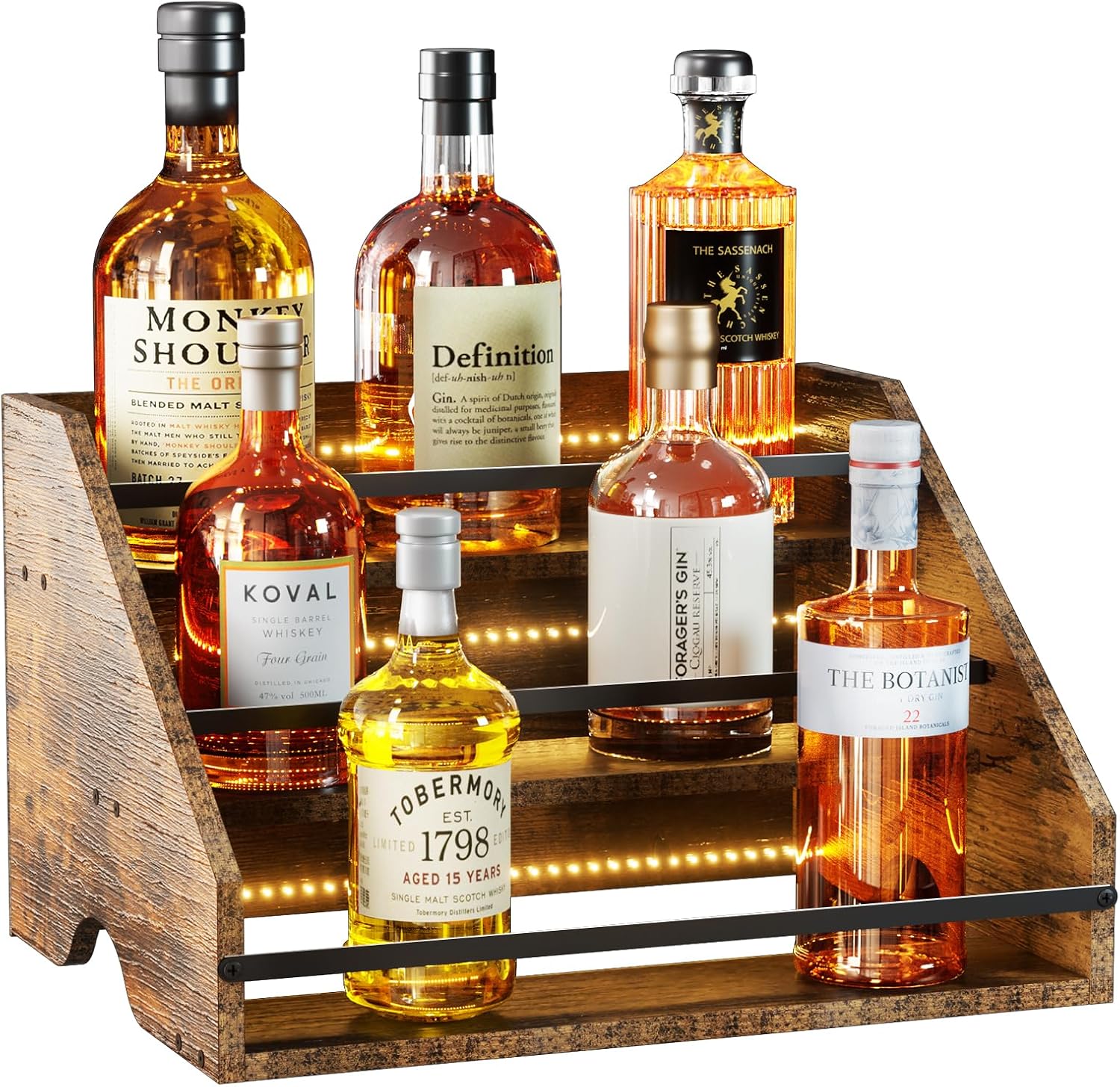 Étagère à vin 3 niveaux bois avec LED Vendos85 - Mathon