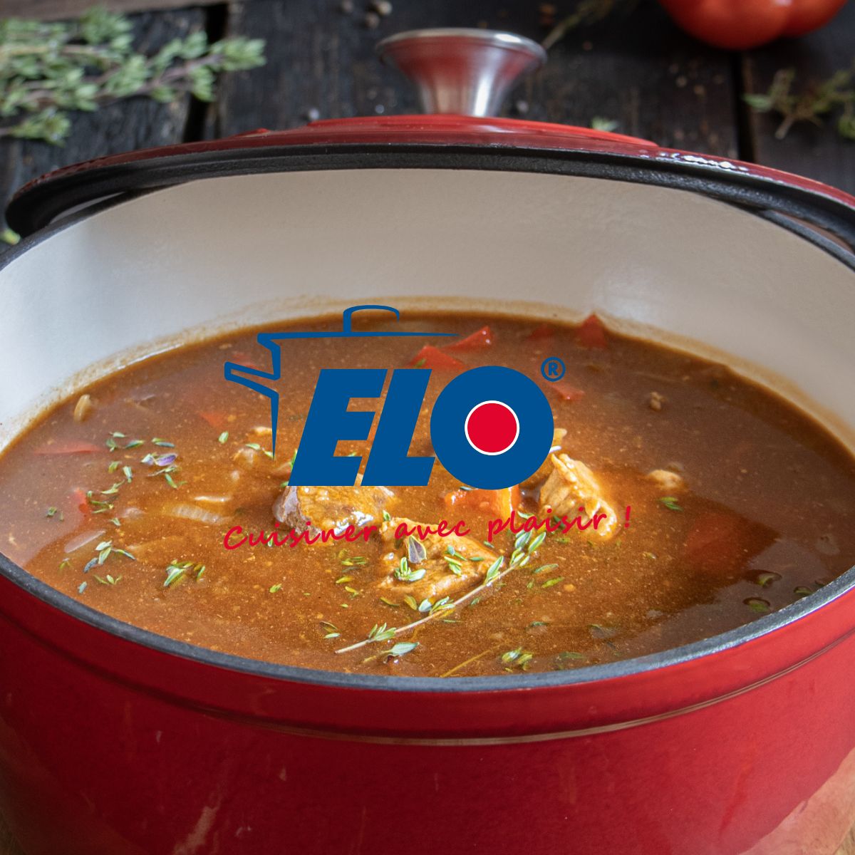 Cocotte en fonte émaillée 26 cm rouge cerise 4.5 L Elo - Mathon - 9