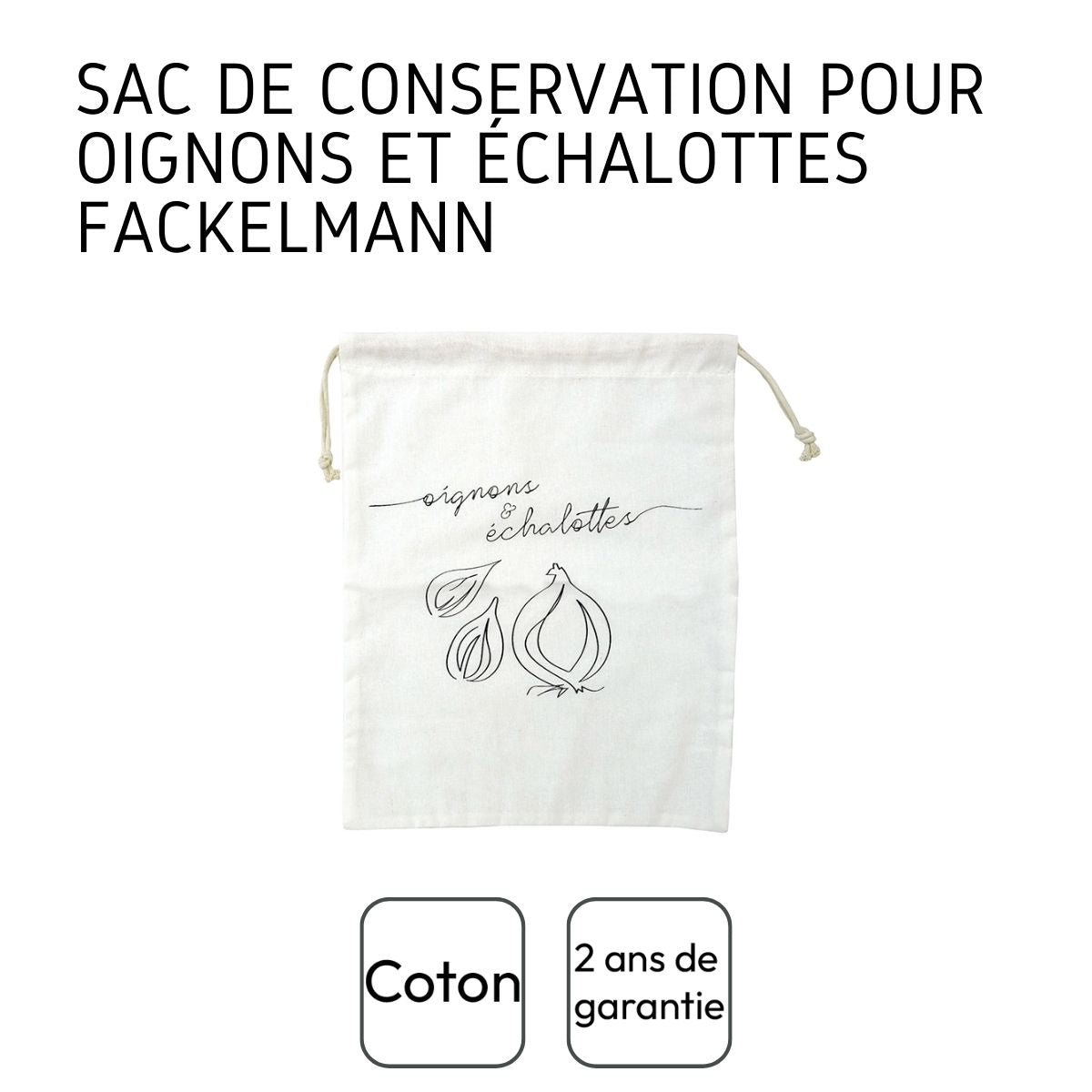 Sac de conservation pour oignons et échalottes en coton  Nature Fackelmann - Mathon - 4
