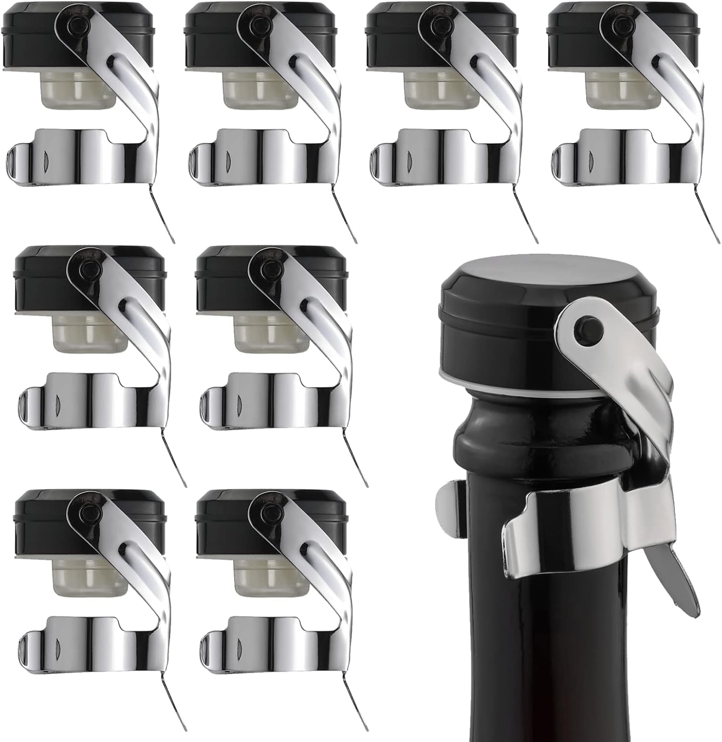 8 Bouchon de vin et champagne réutilisable en acier inox Vendos85 - Mathon