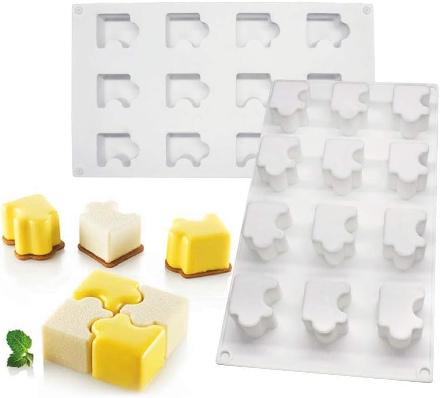 Mousse en Silicone 3D Bakeware, 12 Trous Forme de Puzzle Vendos85 - Mathon