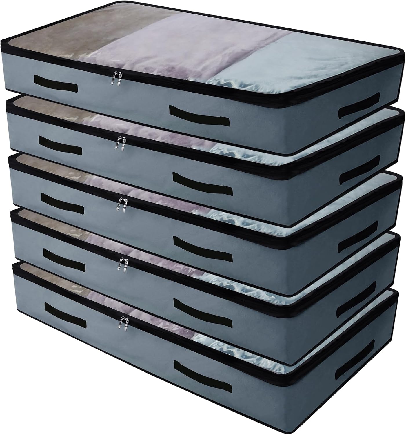 Set de 5 sacs de rangement pliables sous le lit Gris Foncé Vendos85 - Mathon