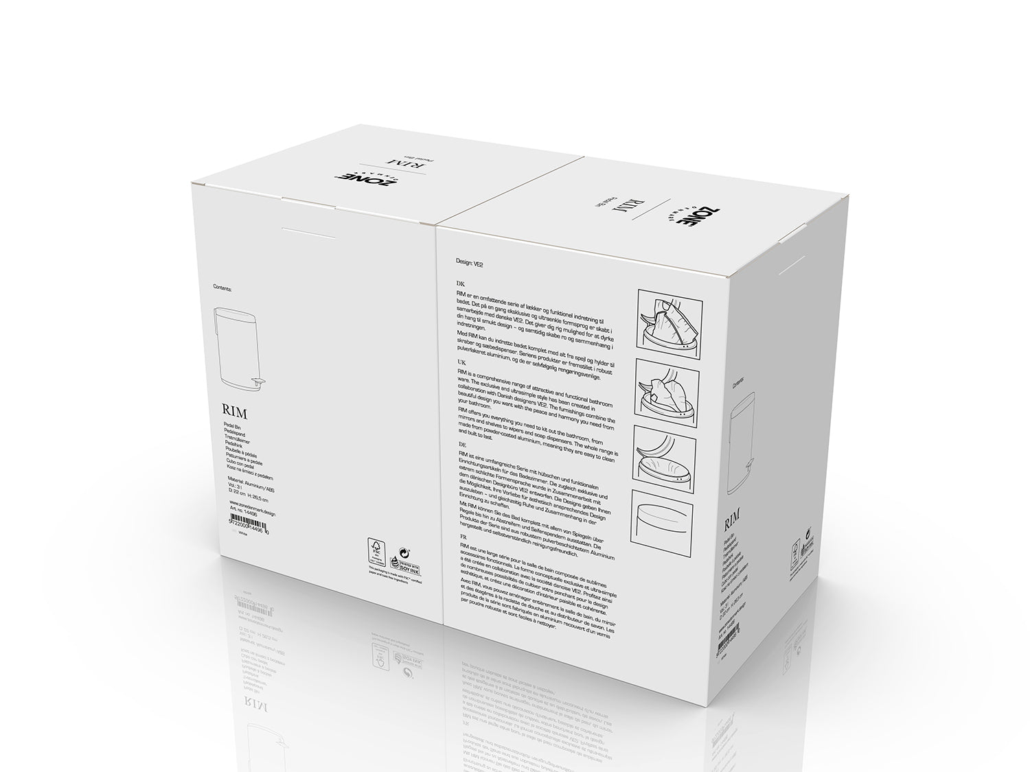 Poubelle à pédale RIM en aluminium et abs Blanc Zone Denmark - Mathon - 6