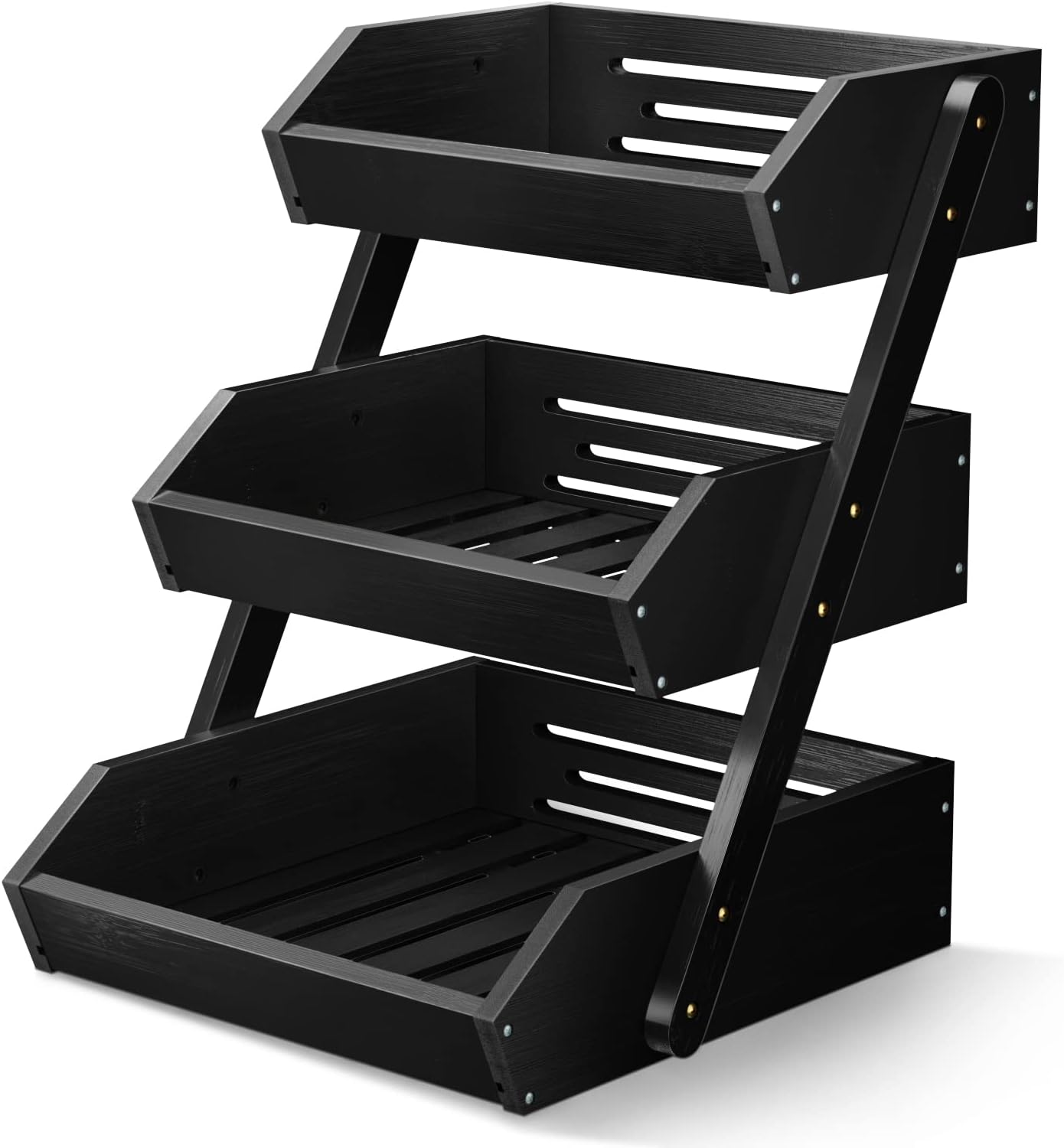 Corbeille à Fruits en Bambou Noir à 3 Niveaux Vendos85 - Mathon