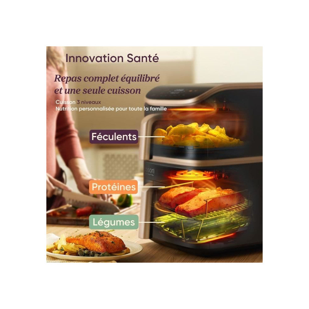 Friteuse Sans Huile   - Turbo Tower Pro Smart - Capacité 10,8l - 2 Cuves - 7 Programmes - 2630w - Noir Cosori - Mathon - 6