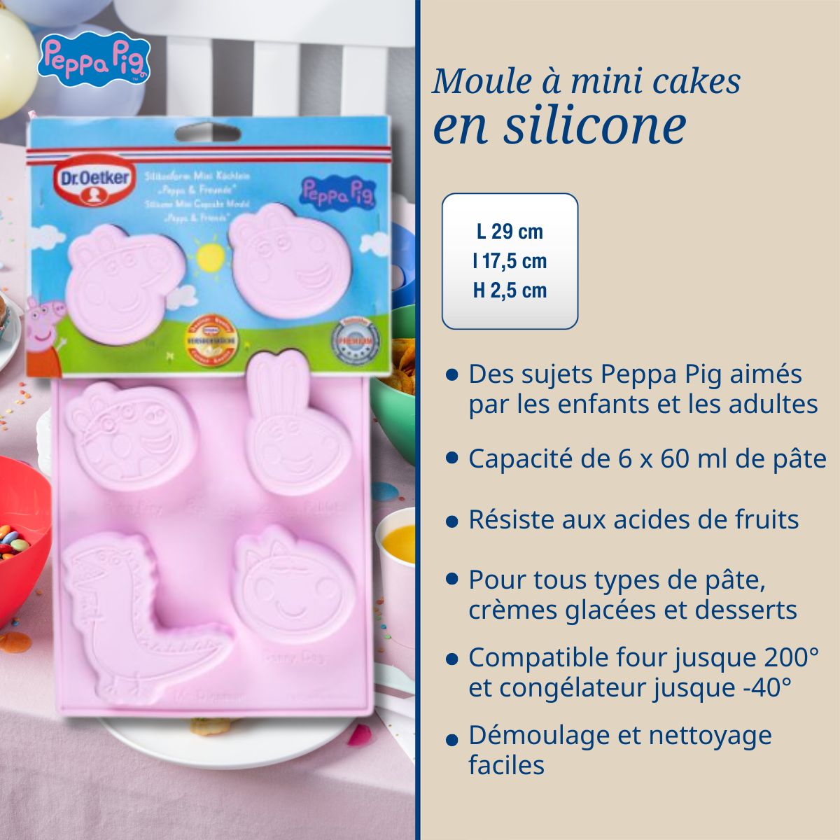 Moule mini cakes silicone 29 x 17,5 cm Dr. Oetker Peppa Pig Dr. Oetker - Mathon - 3