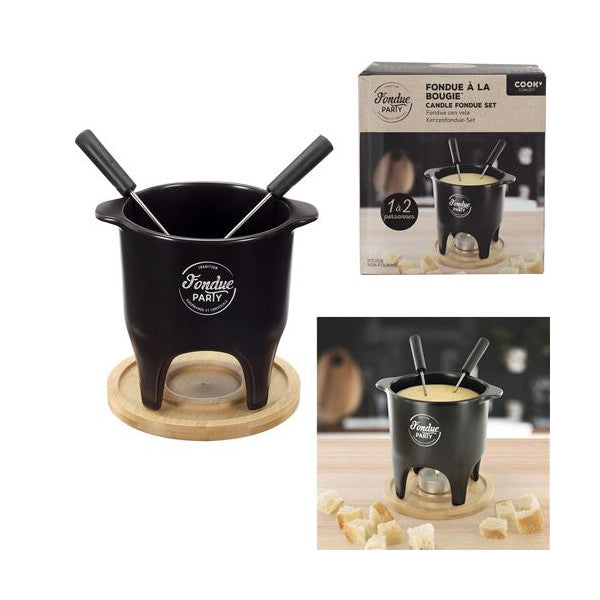 Service à Fondue à La Bougie Duo Cook Concept Kc2488 Noir Et Beige Cook Concept - Mathon