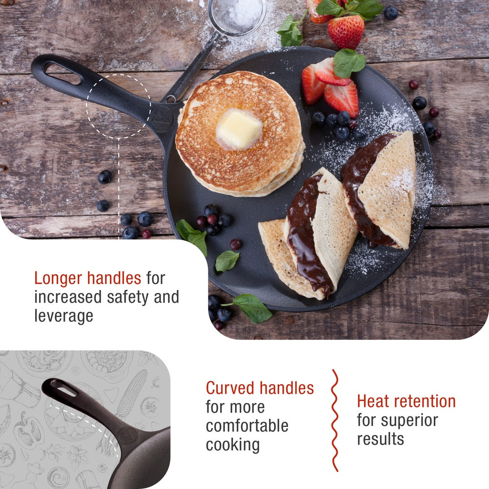 Plaque à Griller Comal en Fonte Émailleé Induction pour Pizza 30cm Feu, Barbecue  Noir 36379 - Mathon - 4