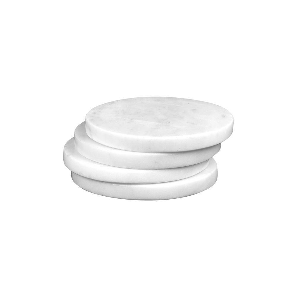 Coffret de 4 dessous de verre Marbre blanc 10 cm Table passion - Mathon - 2