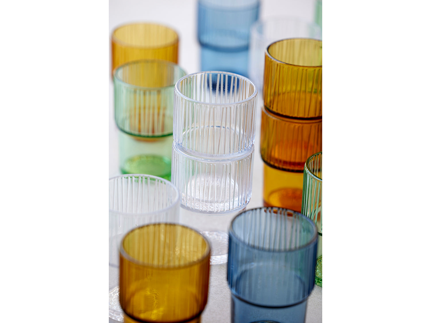 Set de 4 verres à café KUSINTHA en verre coloré Bleu Bitz - Mathon - 9