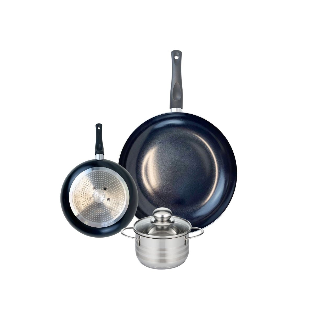 Ensemble de 2 Poêles de cuisson 20 et 32 cm et 1 faitout 14 cm  Prima Brillant Elo - Mathon - 1