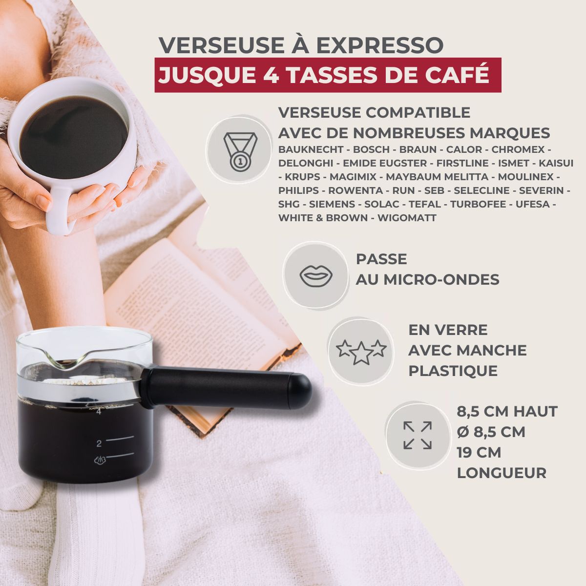 Verseuse à expresso micro-ondable 4 tasses compatible avec de nombreuses marques Fackelmann - Mathon - 3