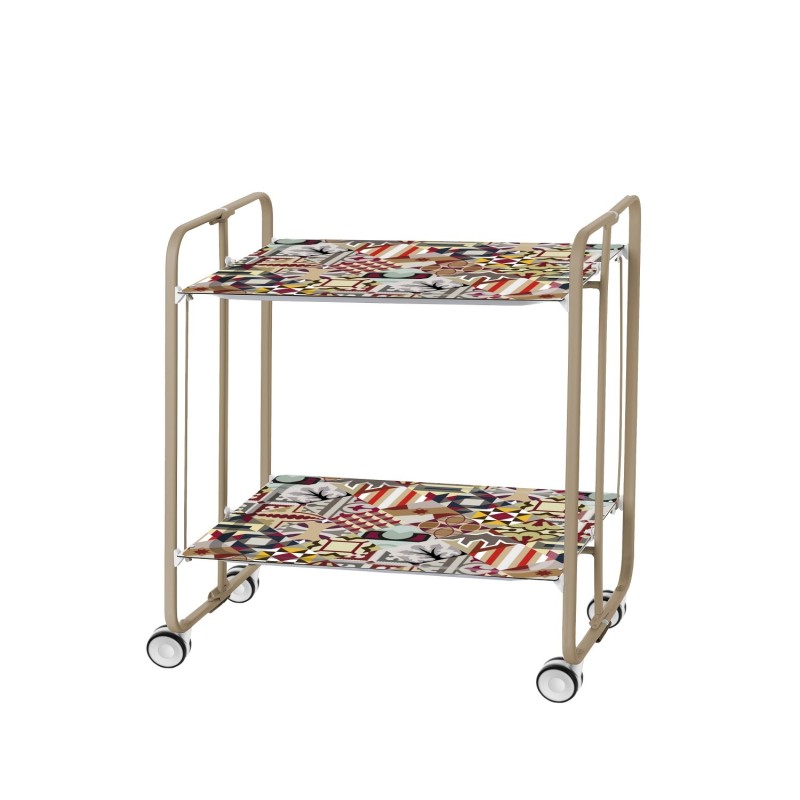 Desserte pliante 2 niveaux avec roulettes – structure couleur sable, bauhaus Don Hierro - Mathon - 1