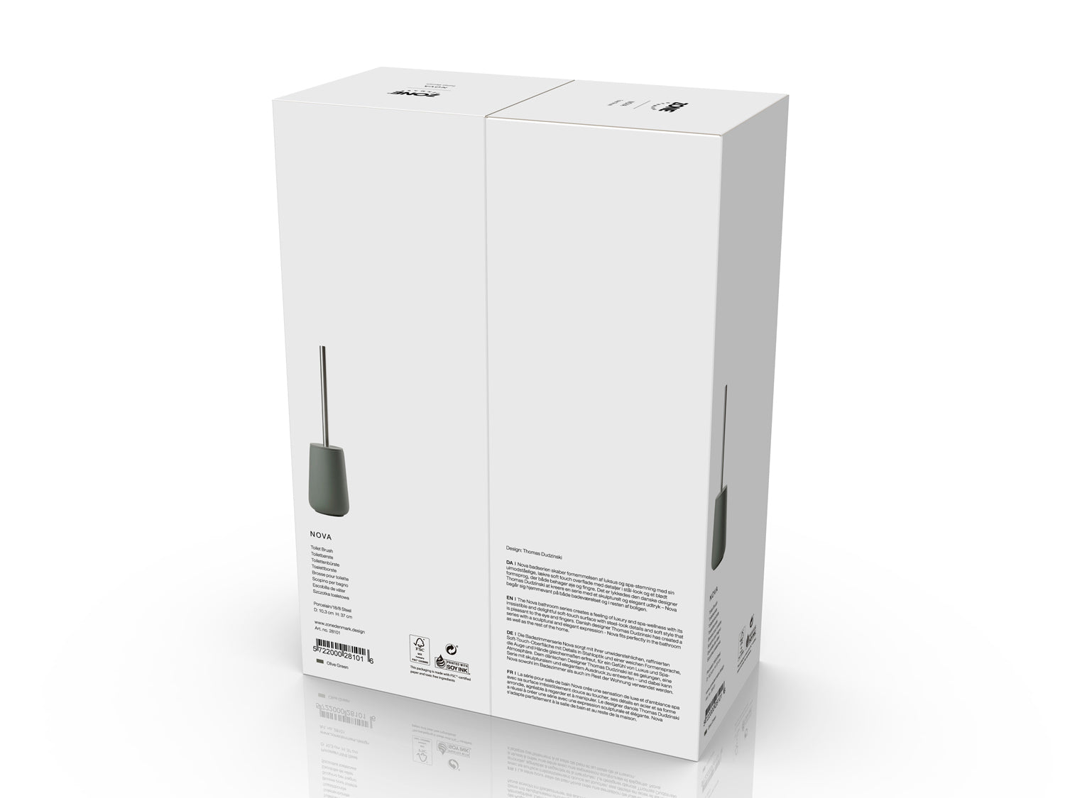 Brosse de toilette NOVA en porcelaine et acier Vert olive Zone Denmark - Mathon - 5
