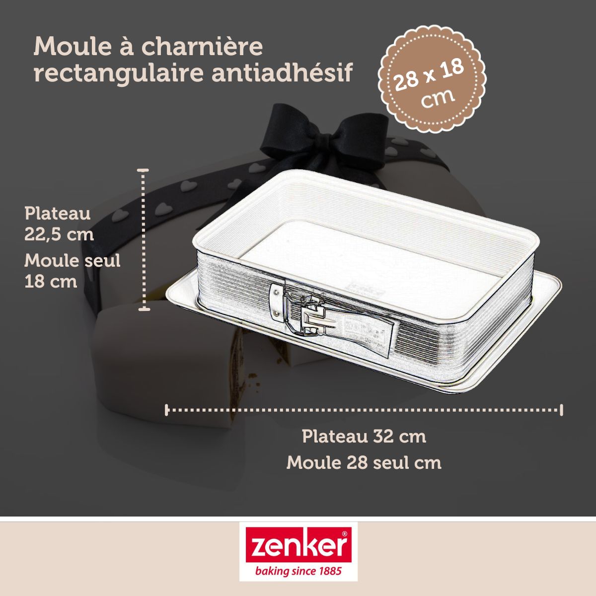 Ensemble de 2 Moules à charnière rectangulaire 28 x 18 cm crème noir Zenker Smart Pastry Zenker - Mathon - 3