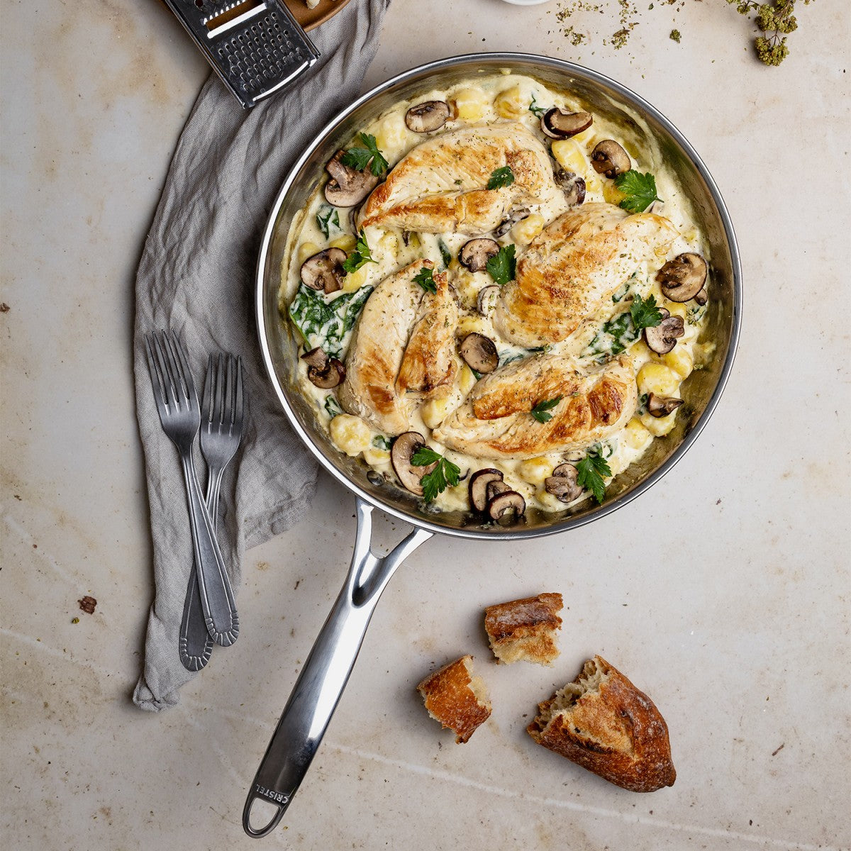 Poêle inox professionnelle Ultraply 26cm Cristel - Mathon - 3