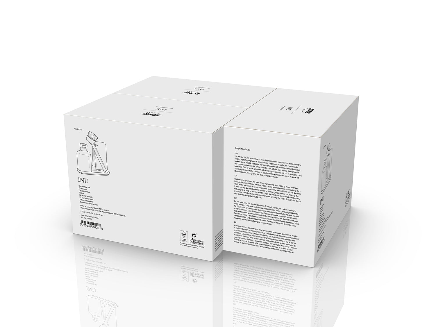 Set de vaisselle INU avec pompe brosse et lavette Blanc cassé Zone Denmark - Mathon - 5