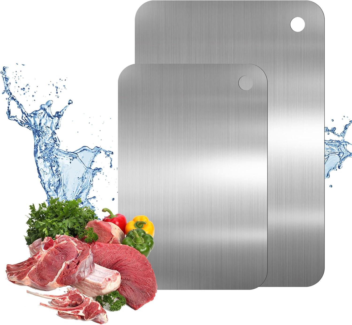 Ensemble de 2 Planches à Découper en Acier Inoxydable Vendos85 - Mathon