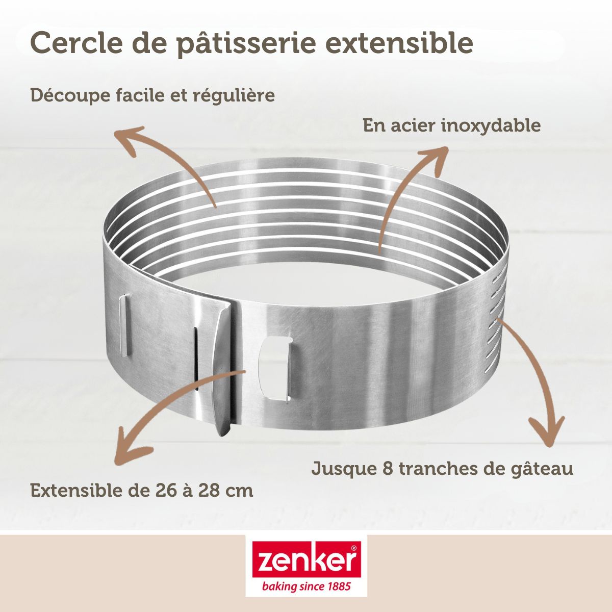 Cercle à pâtisserie pour trancher les gâteaux en étages 26 à 28 cm Zenker Smart Pastry Zenker - Mathon - 6