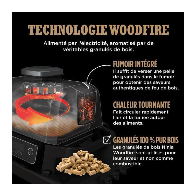 Barbecue électrique - Ninja - Woodfire - Og701eu - Grill, Fumoir & Air Fryer - Antiadhésif - Gris Et Noir Ninja - Mathon - 6