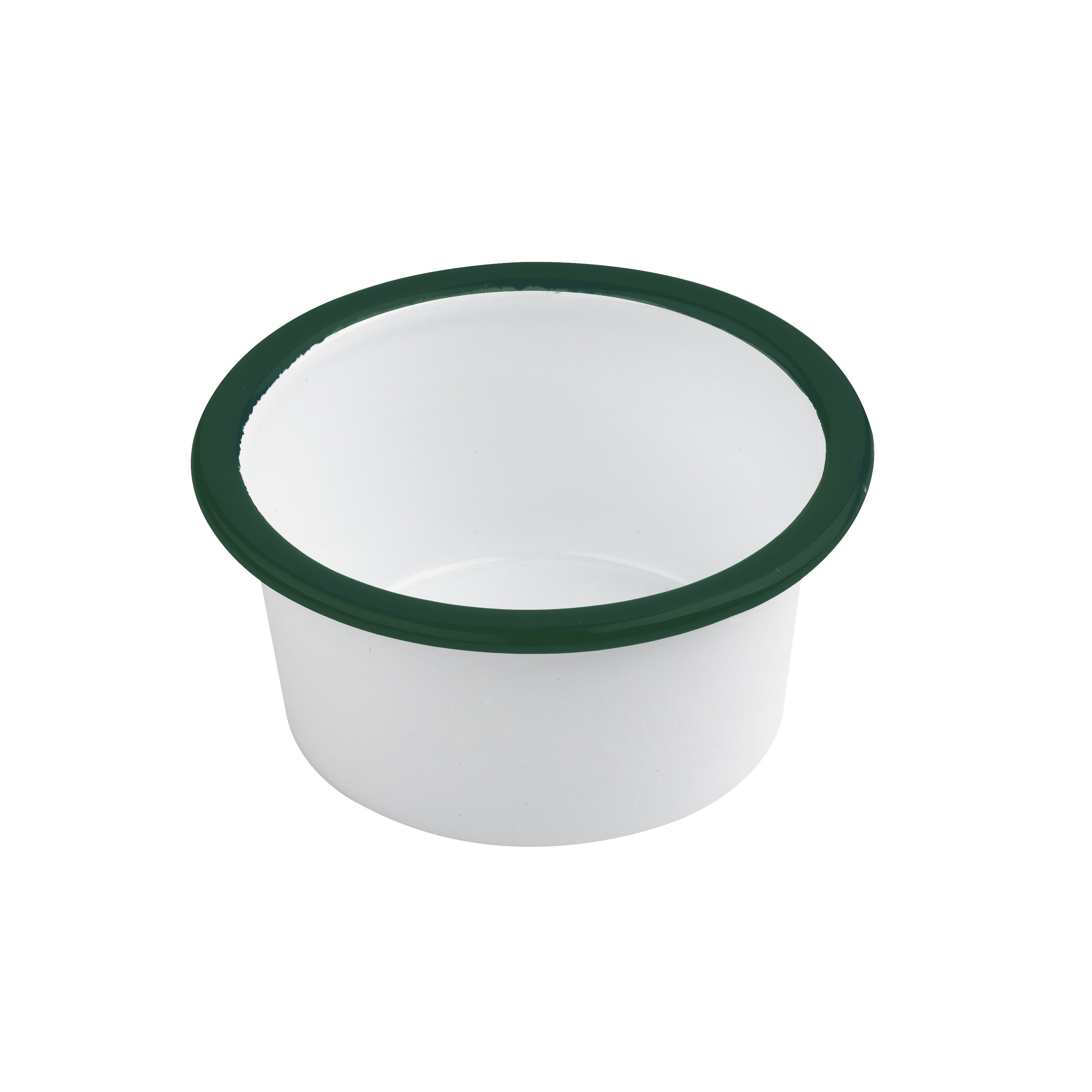 12Pcs - Pot enamel blanc en acier émaillé à bord droit et vert   H45mm 160ml FirstPack - Mathon - 1